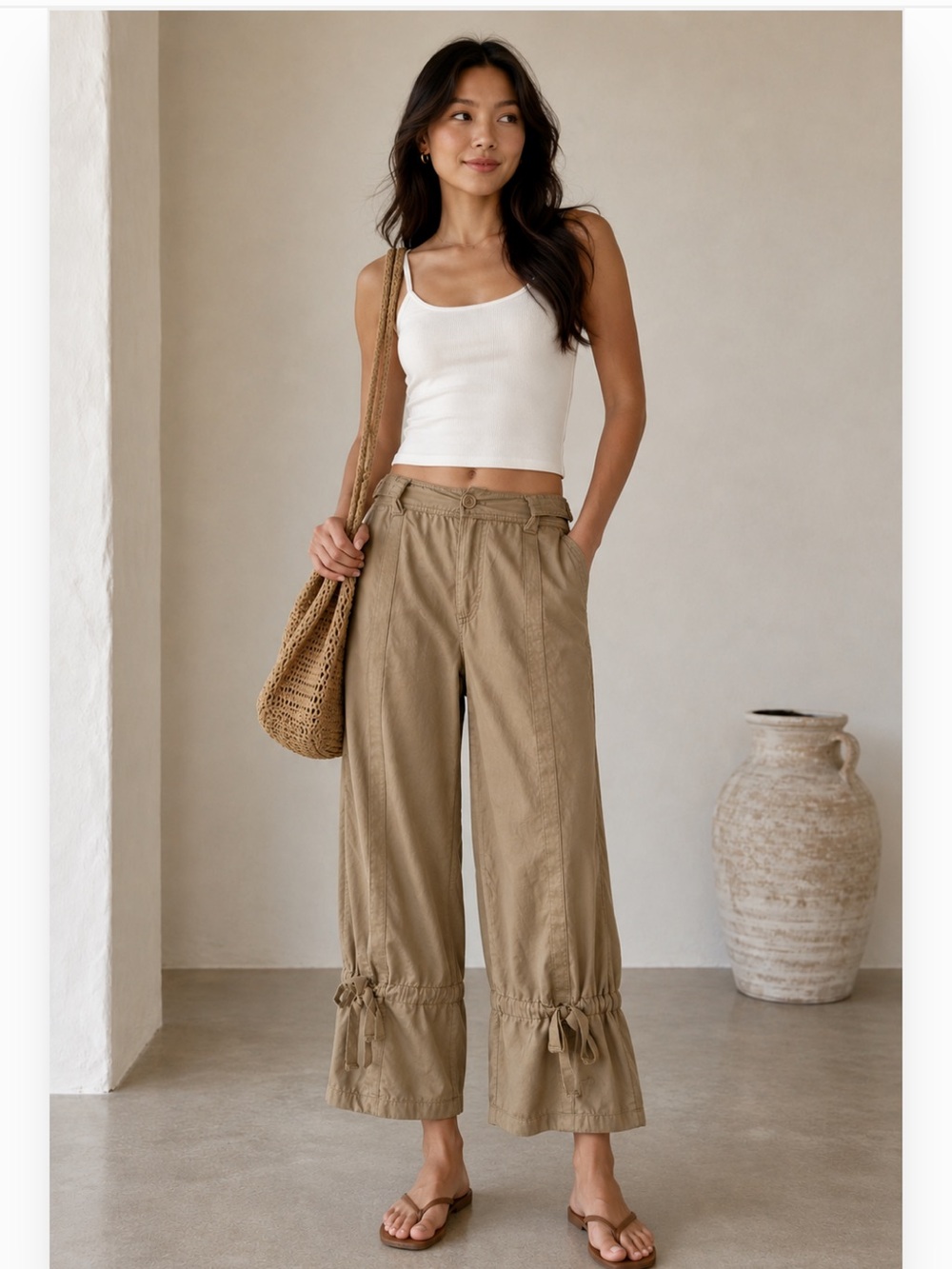 Vintage Y2K Cropped Utility Pants Modal/Cotton